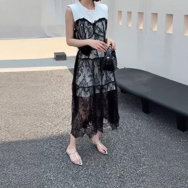 欧洲站2025夏季新款蕾丝连衣裙