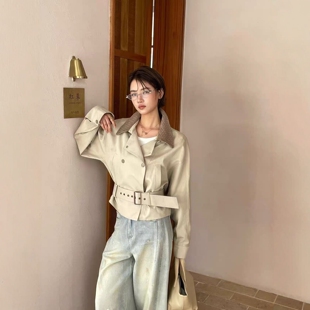 .COM翻领双排扣短外套女收腰显瘦夹克25259 欧洲站2026春季 新款
