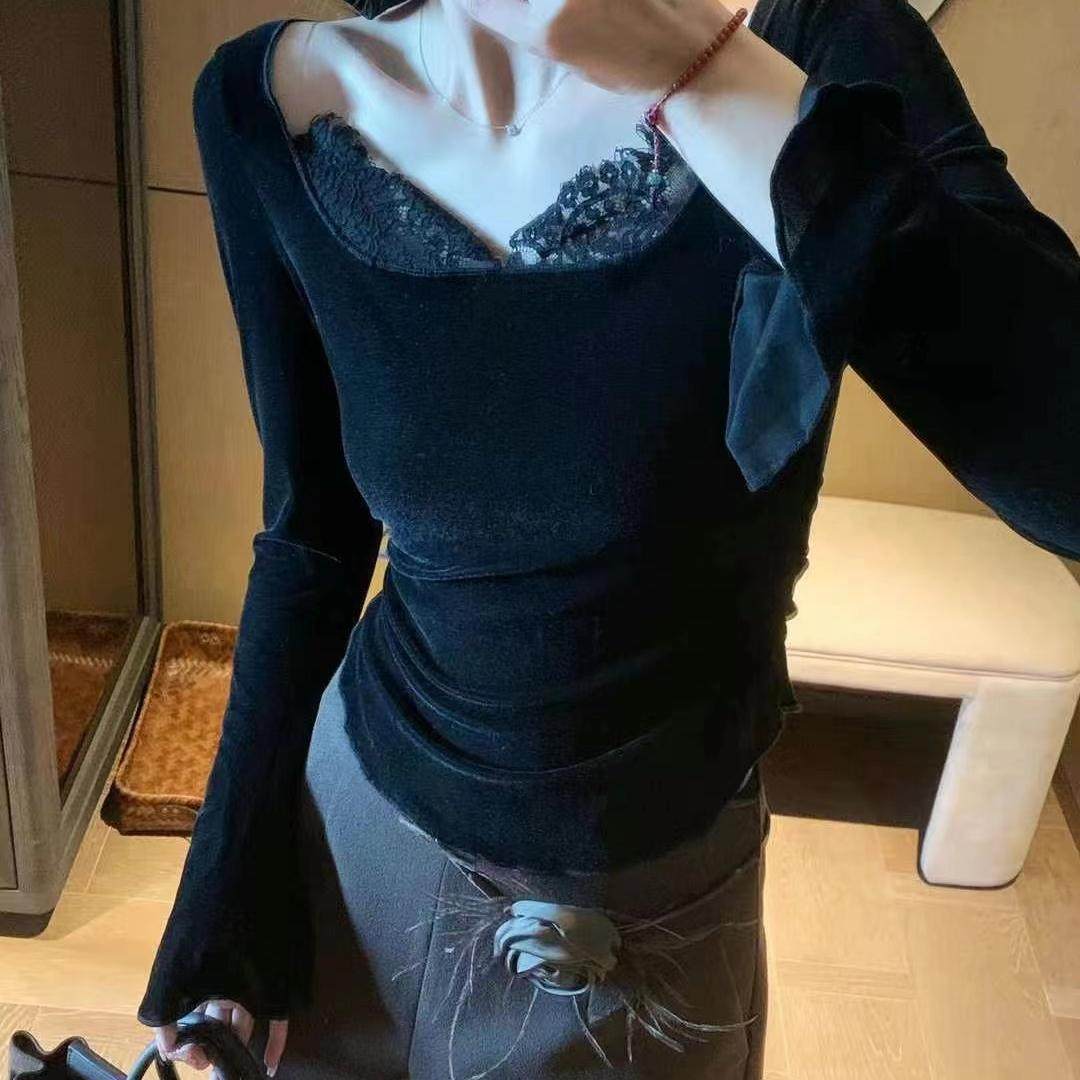 长袖街头常规拼接植绒女