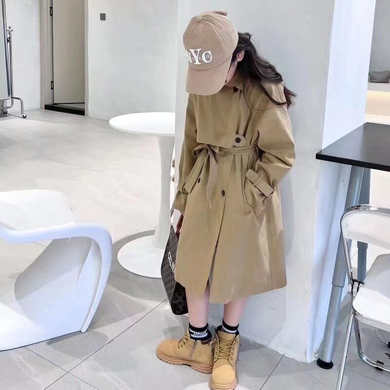 女童风衣外套2026新款秋装儿童中长款英伦大童女孩春秋洋气童装潮