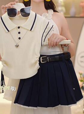 夏季女童短袖T恤百褶裙两件套