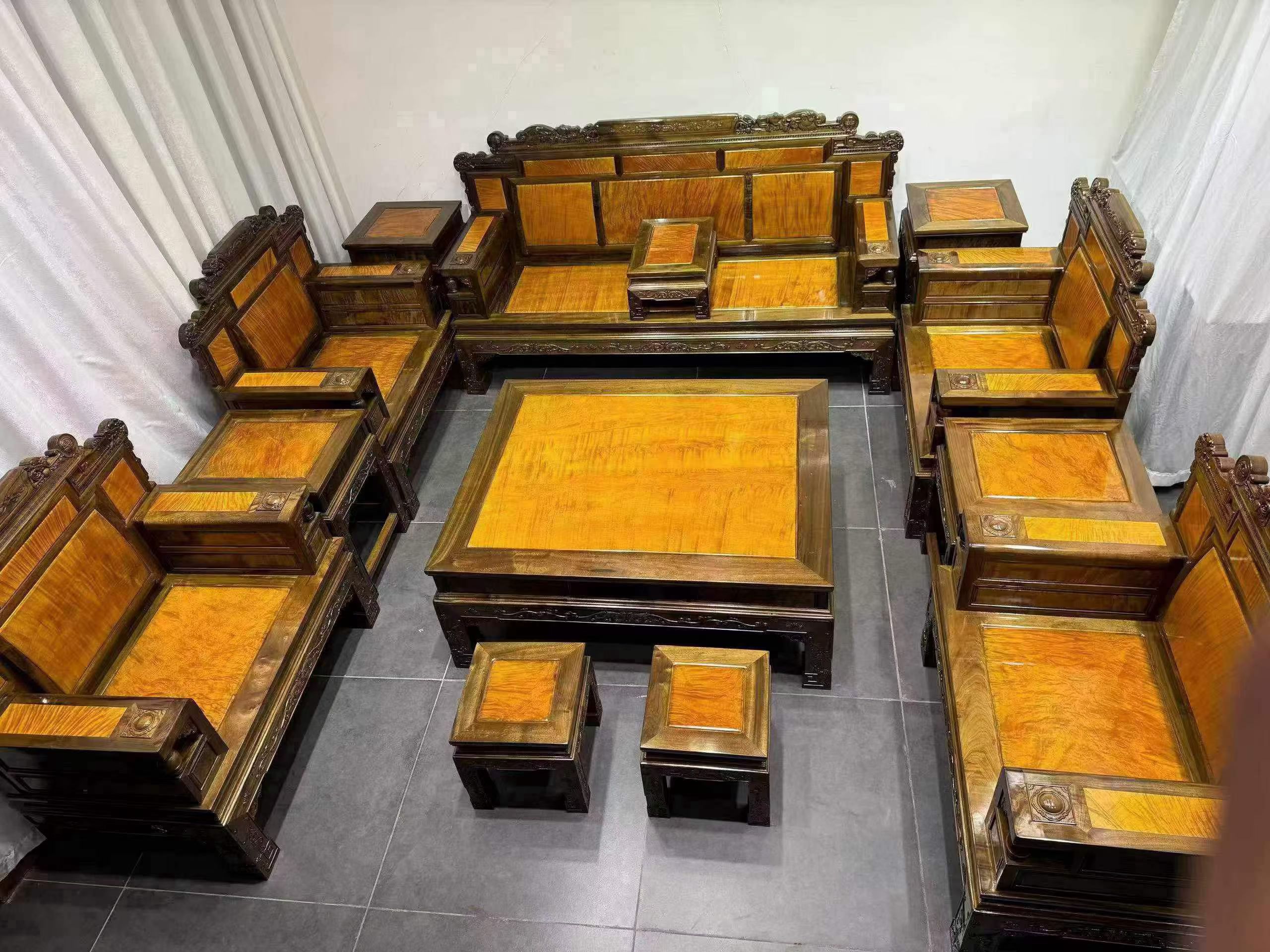 金丝楠木家用沙发茶几组合小叶桢楠新中式实木家具客厅卯榫古典