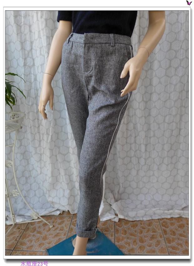春季灰色休闲折边九分裤白色裤线自然腰通勤简约气质时尚专柜常规,女装/女士精品,休闲裤,淘宝优惠券,粉丝福利购,淘宝优惠卷