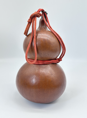 日本紫红皮包浆铜盖百年老葫芦，高24.0厘米，宽14.3厘米。