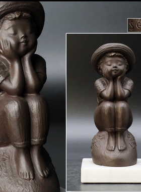 玉野势三作铜雕女孩，高19cm，重1.9kg，永远是纯粹和干净的
