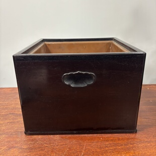 内24.5厘米 长宽29.5厘米 日本原木方形老火钵 高21.2厘米