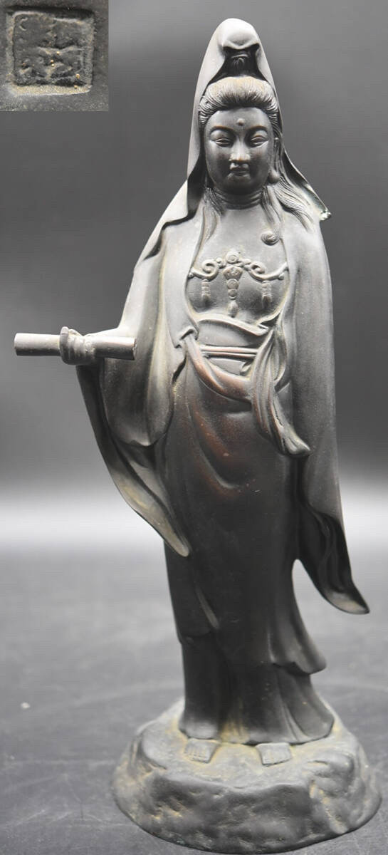 高村光云作铸铜观音菩萨像,重4.8公斤高52厘米,精美且开脸祥和