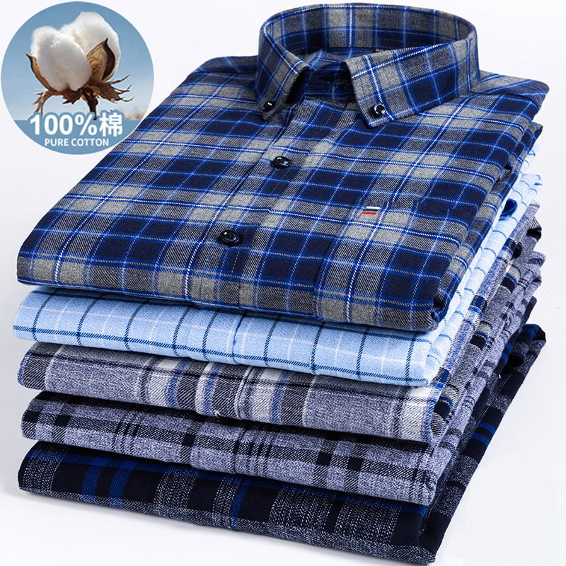 磨毛法兰绒男士长袖衬衫纯棉全棉