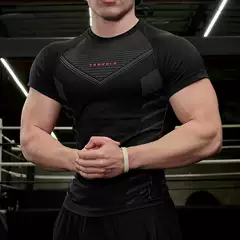 Youngla Short-Sleeve Men's T-Shirt Sports Fitness Clothing American Style Trendy Breathable Quick-Drying Elastic Muscle Training Gym Wear