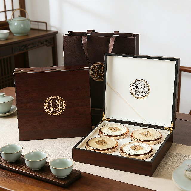 木盒子带内盒高档西洋参灵芝鹿茸四拼包装盒西洋参铁皮石斛空盒