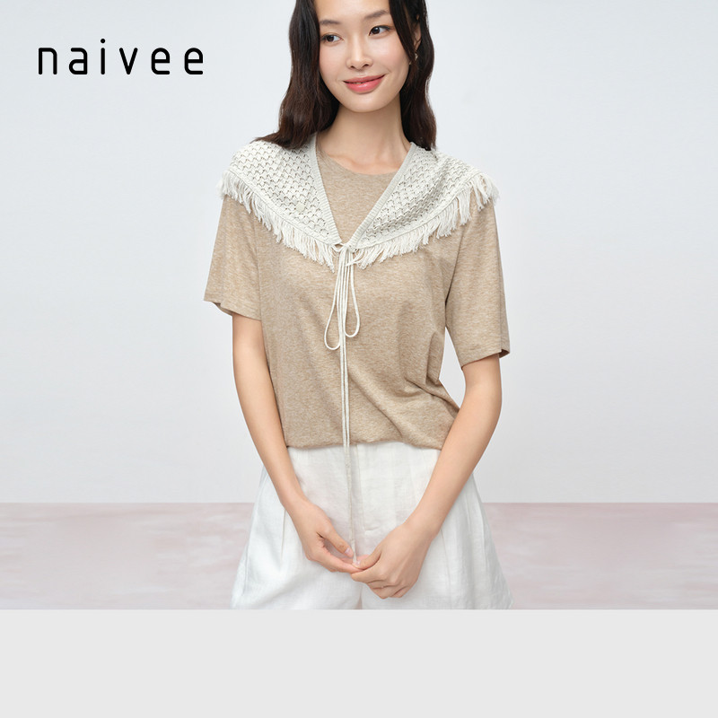 【造型利器】naivee26夏新款镂空钩织流苏三角巾披肩佰搭浪漫
