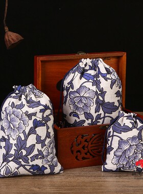 小布袋子抽口袋拉绳束口袋中国风布袋礼品小布袋抽绳布袋茶叶米袋