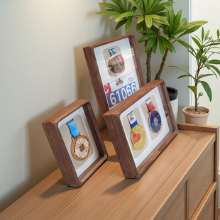 马拉松奖牌展示架收纳盒创意奖牌收藏奖章纪念相框摆台实木立体框