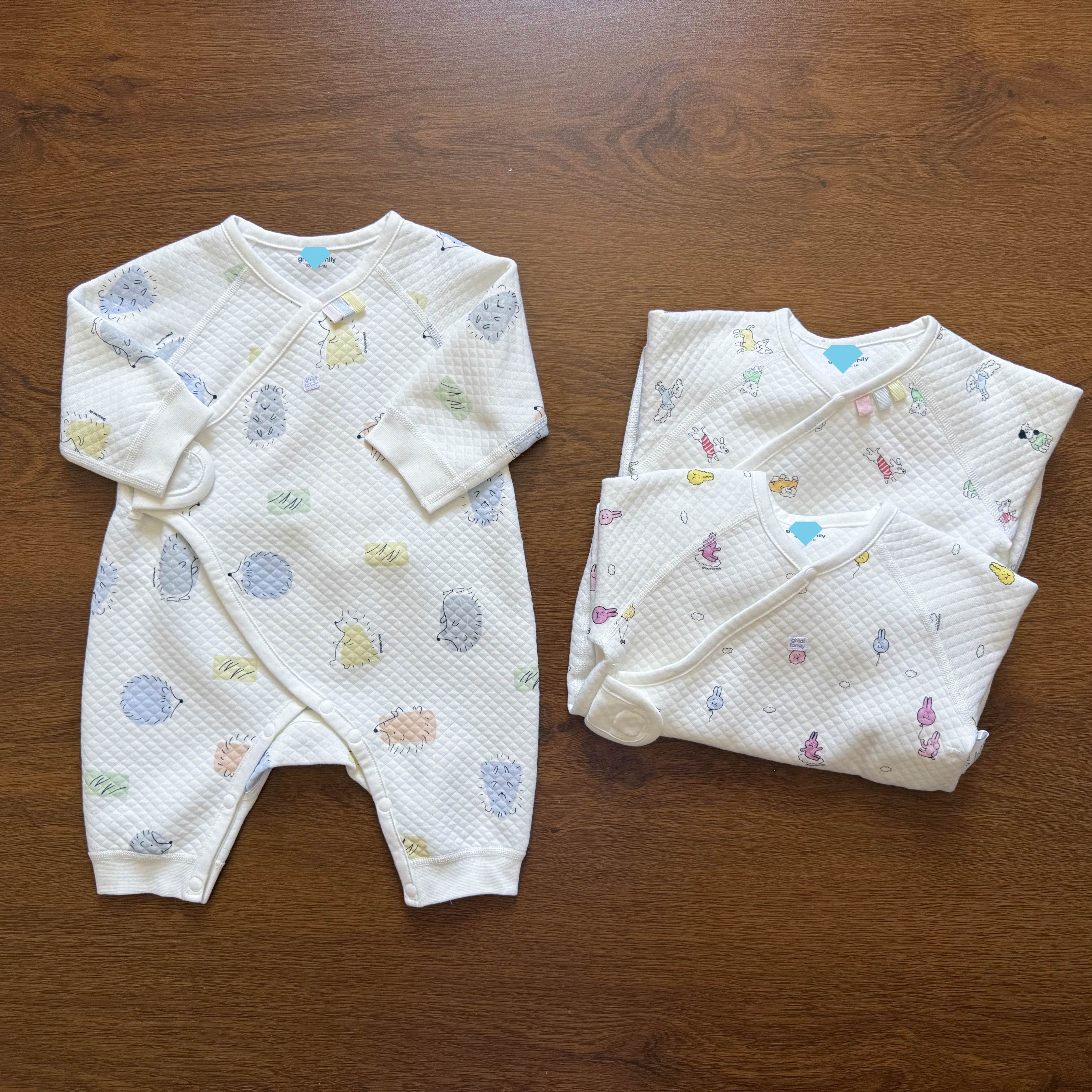 乐家歌瑞*秋冬新生儿宝宝三保暖夹丝纯棉内衣连体衣爬服