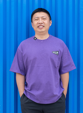 食贫道 原创T恤食贫道制片厂 紫绿灰蓝色纯棉oversize情侣休闲潮