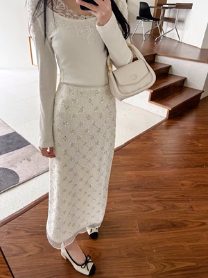 2026春季新款时尚百搭高腰显瘦亮片半身裙女中长款裙子潮3250