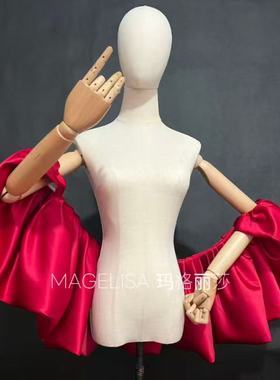 新娘红色礼服配件披肩手袖柔软缎面婚纱婚礼影楼造型款配饰手袖
