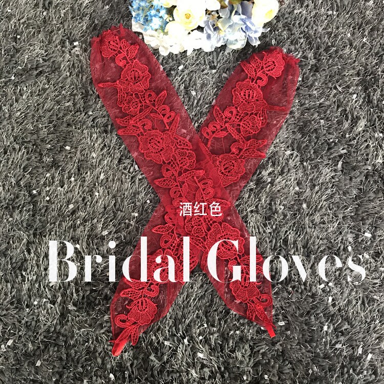 长款新娘手套酒红色手套礼服手套晚装宴会手套演出手套主持手套