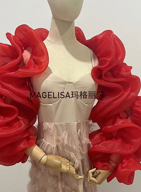 新娘手套婚纱礼服长款红色影楼拍照造型长款手袖演出配饰长披肩