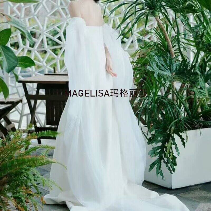 흰색 긴 웨딩 장갑 신부 튜브 탑 웨딩 드레스 팔 소매를 덮는 긴 메쉬 슬리브 신부 장갑