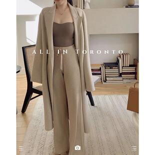 ALLIN 针织阔腿裤女秋冬羊毛高腰垂感加厚显瘦休闲直筒拖地长裤女