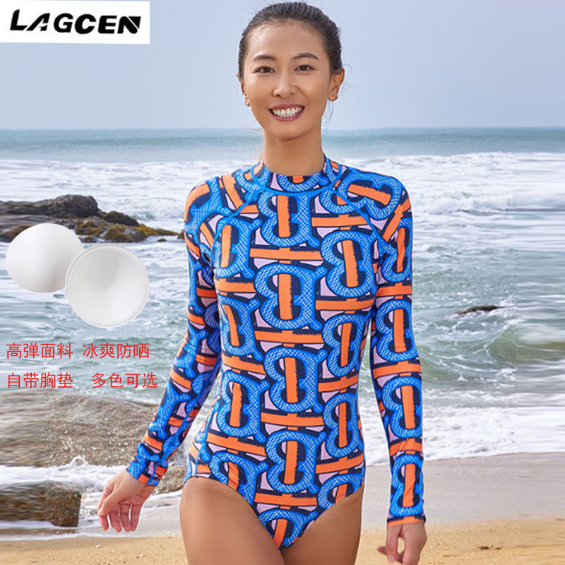 LAGCEN自带胸垫连体女泳衣潜水服