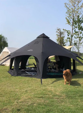 户外黑化营地露营野营防水防晒黑色蒙古包圆形棉布马戏团帐篷