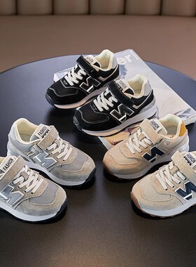 真皮儿童运动鞋2026春秋季新款女童透气网面鞋男童阿甘n字老爹鞋