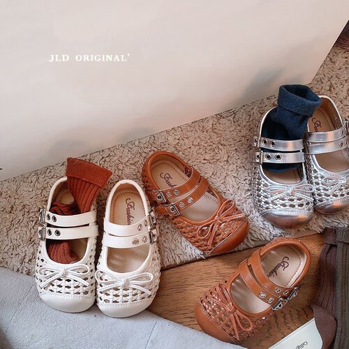 JLD金乐迪儿童百搭蝴蝶结小皮鞋
