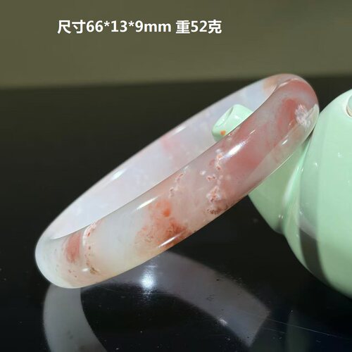 大圈口66鸡血玉贵妃手镯冰粉玉镯雪花骨牙花意境精品精美玉石镯子