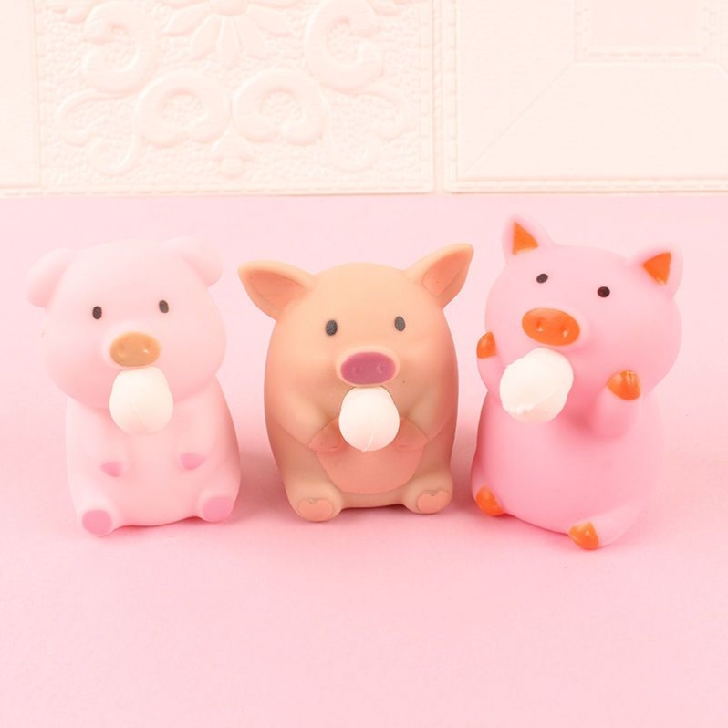 解压小猪吐泡泡捏捏乐发泄玩具可爱减压搪胶挤压鸭子吐泡迷你捏捏