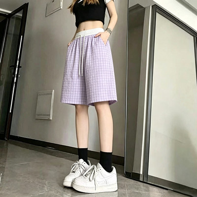 泡泡纱短裤女夏季薄款运动休闲裤高腰显瘦时尚百搭直筒五分裤潮流