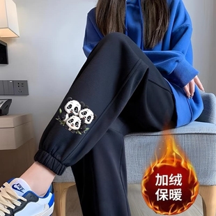 女时尚 加绒加厚休闲裤 百搭运动大码 束脚灯笼裤 秋冬季 保暖卫裤 新款