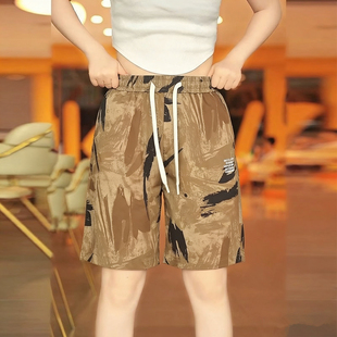 冰丝速干五分裤 薄款 女士夏季 爆款 潮流直筒中裤 迷彩休闲裤 运动短裤