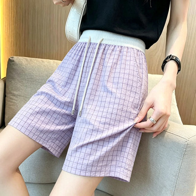泡泡纱女裤子夏季薄款时尚休闲五分裤百搭宽松显瘦直筒运动短裤潮