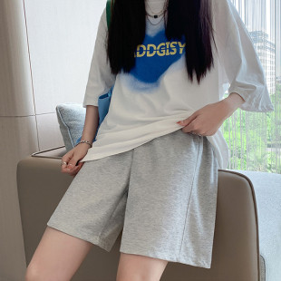女胖MM夏季 运动五分中裤 薄款 大码 子 高腰宽松直筒阔腿热裤 休闲短裤