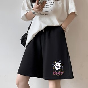 高腰显瘦直筒运动裤 运动短裤 潮流五分阔腿休闲裤 时尚 子女夏季 薄款