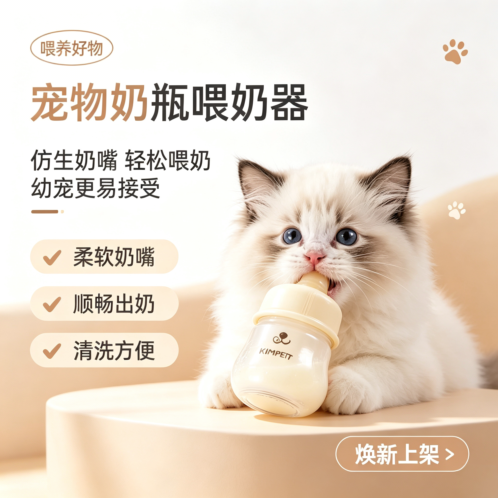 宠物奶瓶幼猫幼犬专用防呛防胀耐咬柔软硅胶奶嘴不伤牙龈