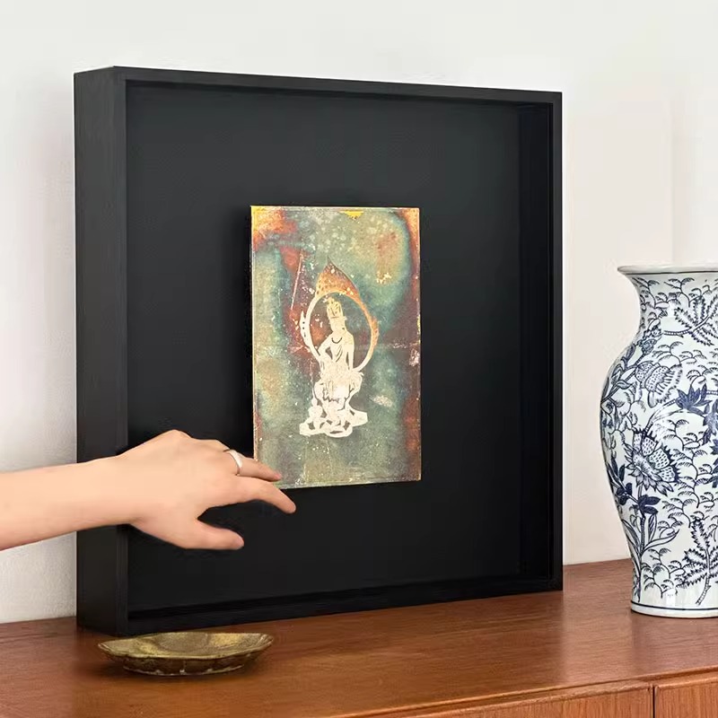 中古风立体客厅装饰画小众立体手工小画组合画卧室床头黑色系挂画图片