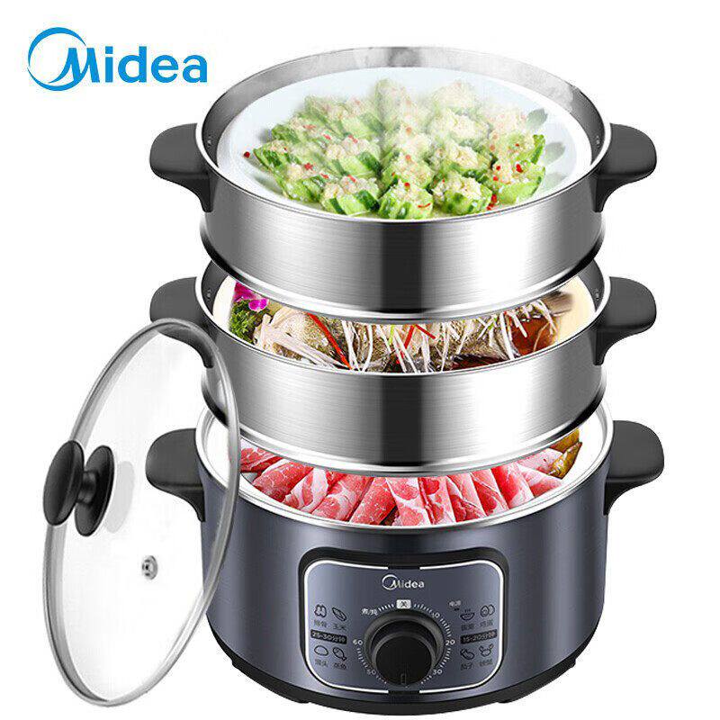 美的电蒸锅电煮锅EASY401家用多功能大容量不锈钢电蒸笼上蒸下煮