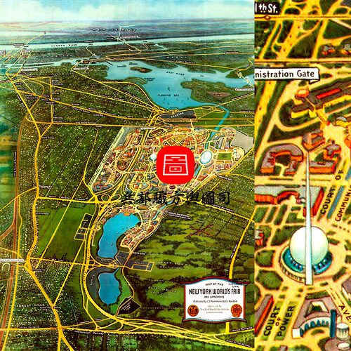 【舆图】高清JPG素材 1939年美国纽约风景鸟瞰图