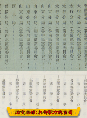 抗战史料中国共产党各分局县级组织人员名单组织系统表34张（1944