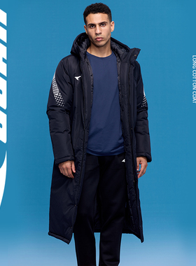 UCAN锐克棉服 体育生过膝超长款冬季保暖棉袄男运动外套冬训大衣