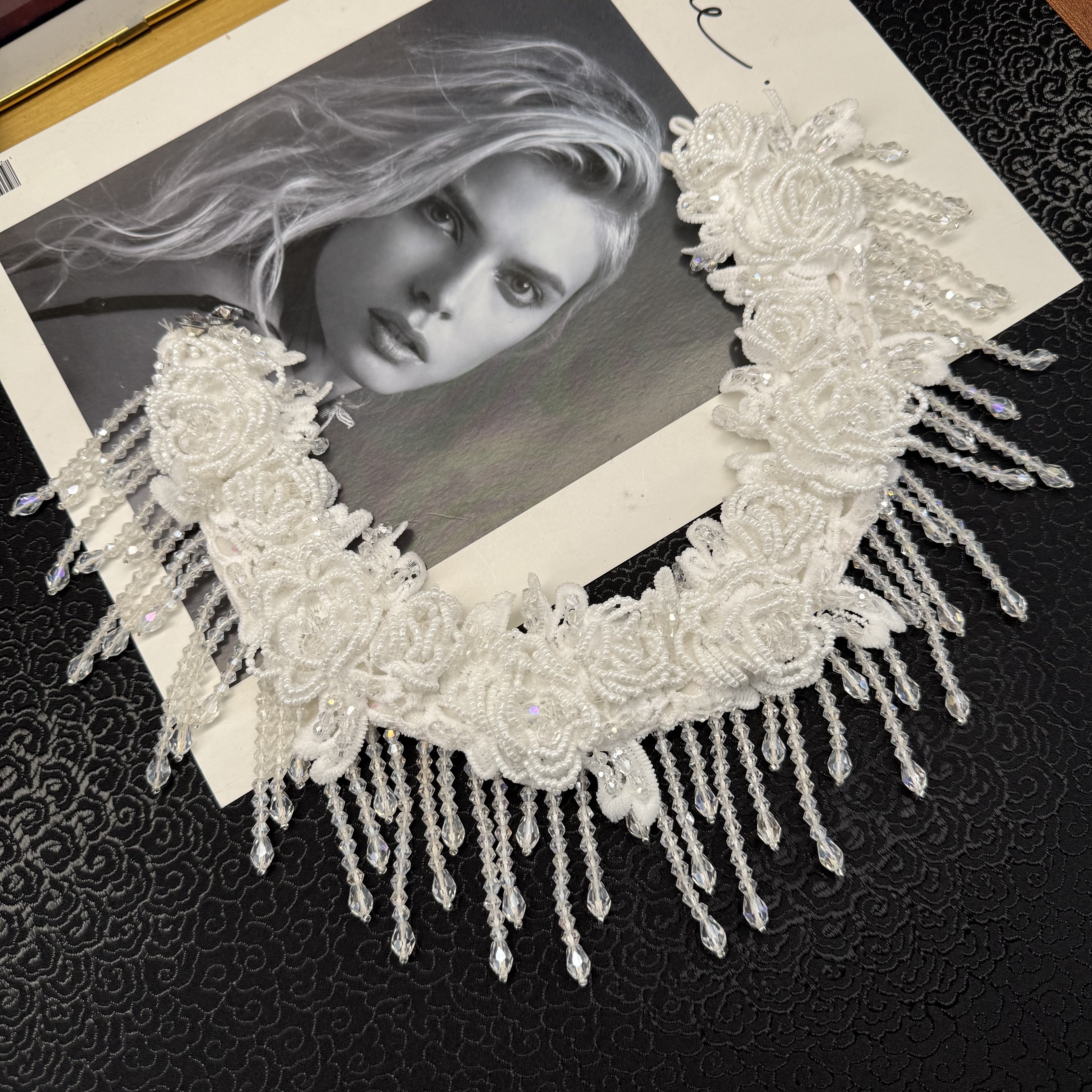 简约小香风立体玫瑰花朵气质女人假领子WW045