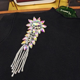 精致满钻六芒星水晶流苏气质女人胸花带别针WW018