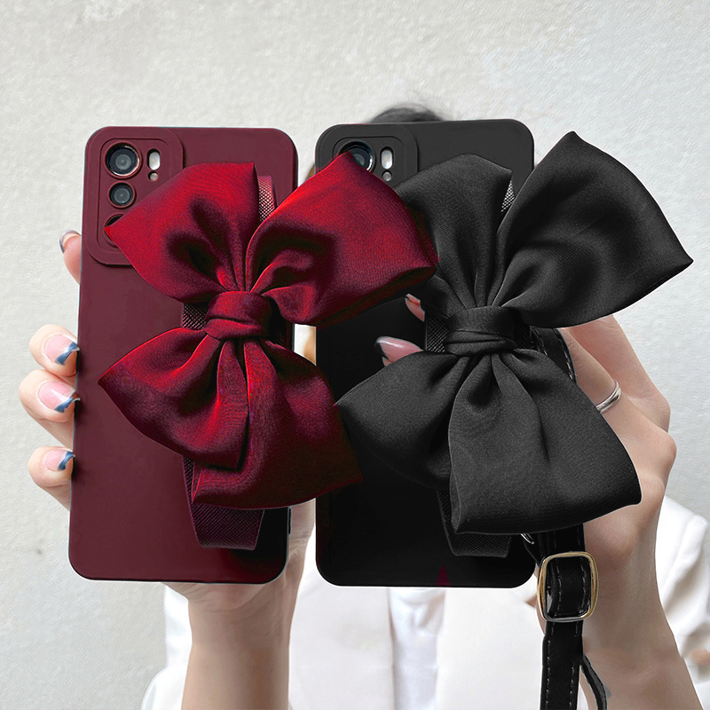 Turbo3适用Redmi小米15手机壳14C红米K70K60K50K30K80Ultra蝴蝶结腕带Note14 13R 12R 10A酒红11T斜挎9A绳12C