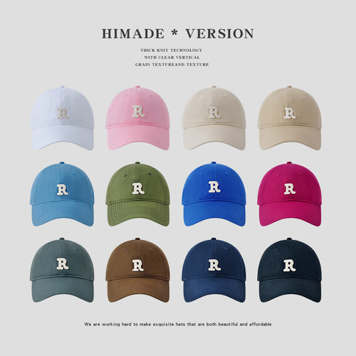 Himade日系男女字母r标棒球帽子
