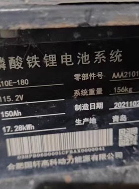 雷丁芒果 合肥国轩高科 磷酸铁锂动力电池包，115.2V 150Ah