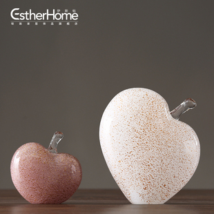 现代创意玻璃心形摆件 创意家居客厅床头柜儿童房摆设生日礼物