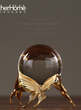 欧式风金属会所餐厅陈设水晶球